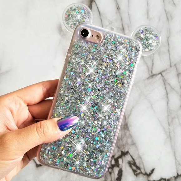 Accessories - NEW Silver Glitter Mickey Case